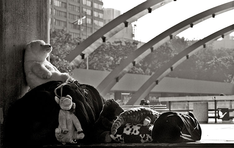 in the shade at city hall