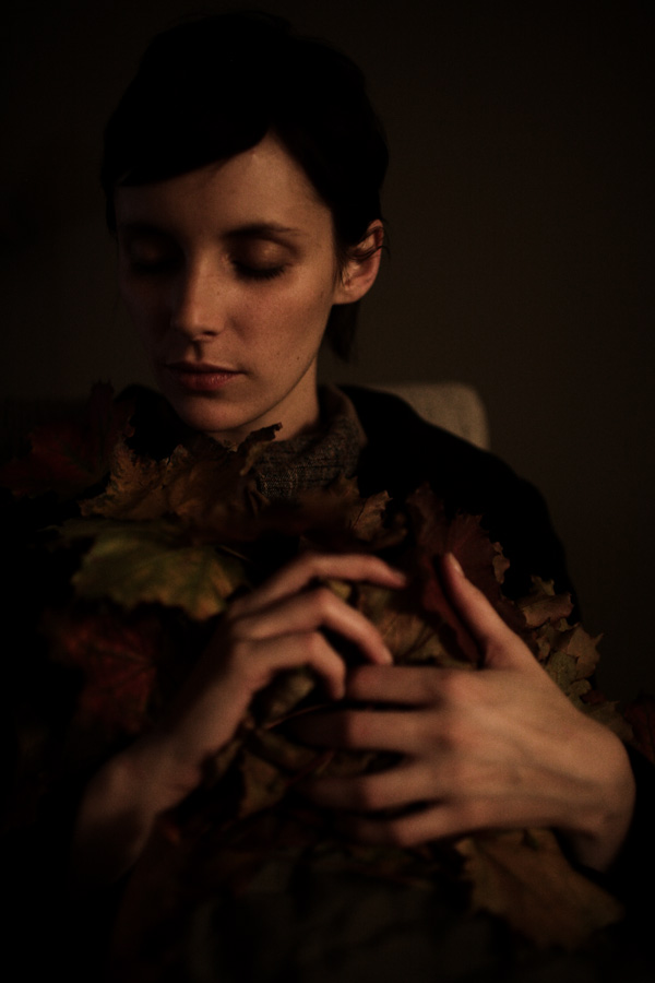 sarah, leaves, hands